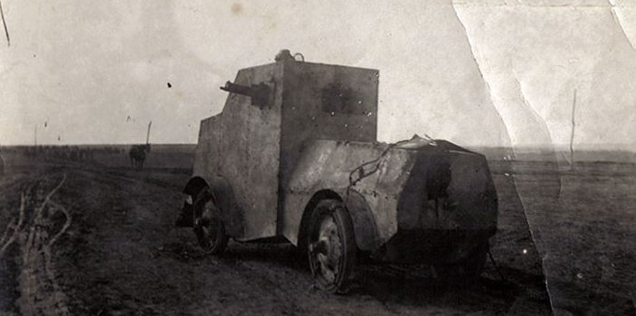Damaged Russian Jeffery-Poplavko armoured car in Tarnopol area